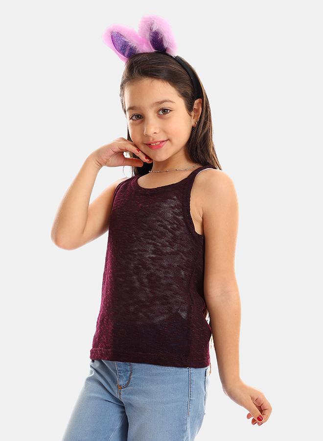 kady Girls Self Pattern Sleeveless Tank Top girls Purple 4 Years - Image 2