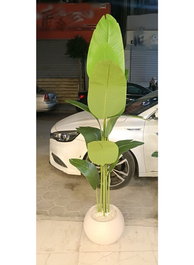 Banana tree with wide leaves, elegant and eye-catching shape, natural leather material, easy to care for and clean, adds a decorative touch with a cheerful atmosphere, 10 branches, leaf size 185 cm
