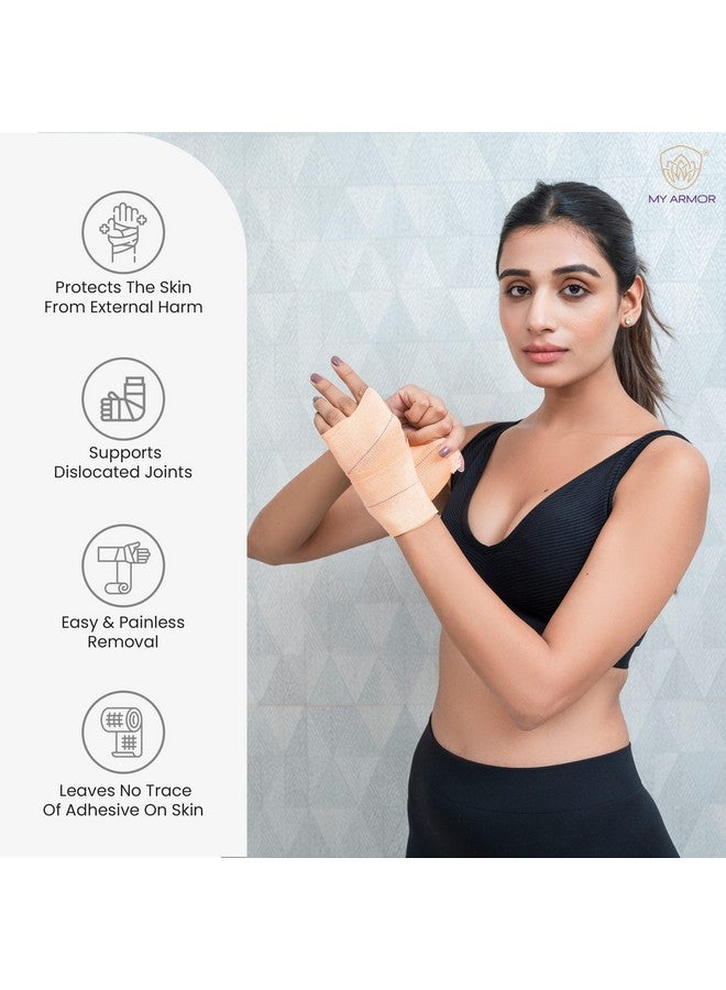 MY ARMOR ضمادة لاصقة مرنة فاخرة للدعم وتخفيف الألم، 10 سم × 4 م، قطعة واحدة - Image 4