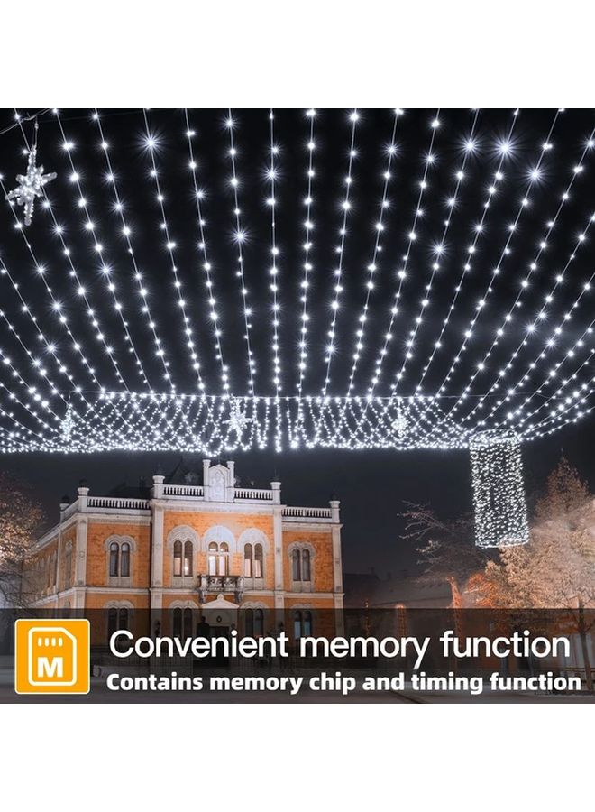 110 قدم 300 مصباح LED أضواء عيد الميلاد الخارجية البيضاء جهاز توقيت عن بعد 8 أوضاع سلسلة خرافية - Image 5