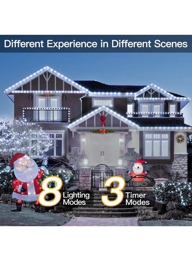 110 قدم 300 مصباح LED أضواء عيد الميلاد الخارجية البيضاء جهاز توقيت عن بعد 8 أوضاع سلسلة خرافية - Image 3