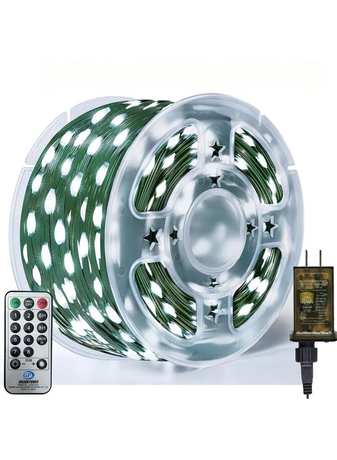 110 قدم 300 مصباح LED أضواء عيد الميلاد الخارجية البيضاء جهاز توقيت عن بعد 8 أوضاع سلسلة خرافية - Image 2