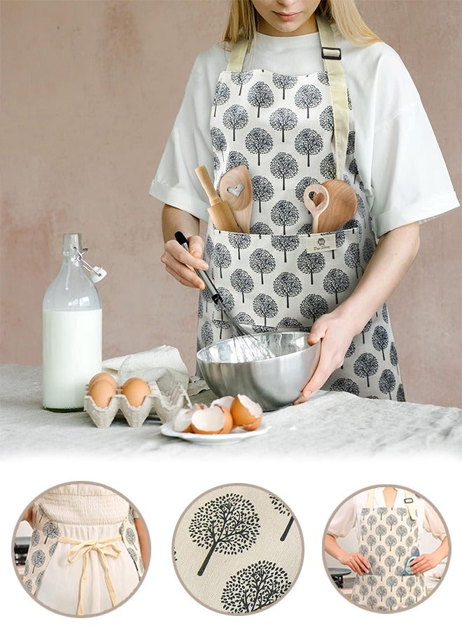 Organizer Linen Cooking Kitchen Apron for Women and Men Kitchen Bib Apron with Pocket Adjustable Soft Chef Apron - Image 5