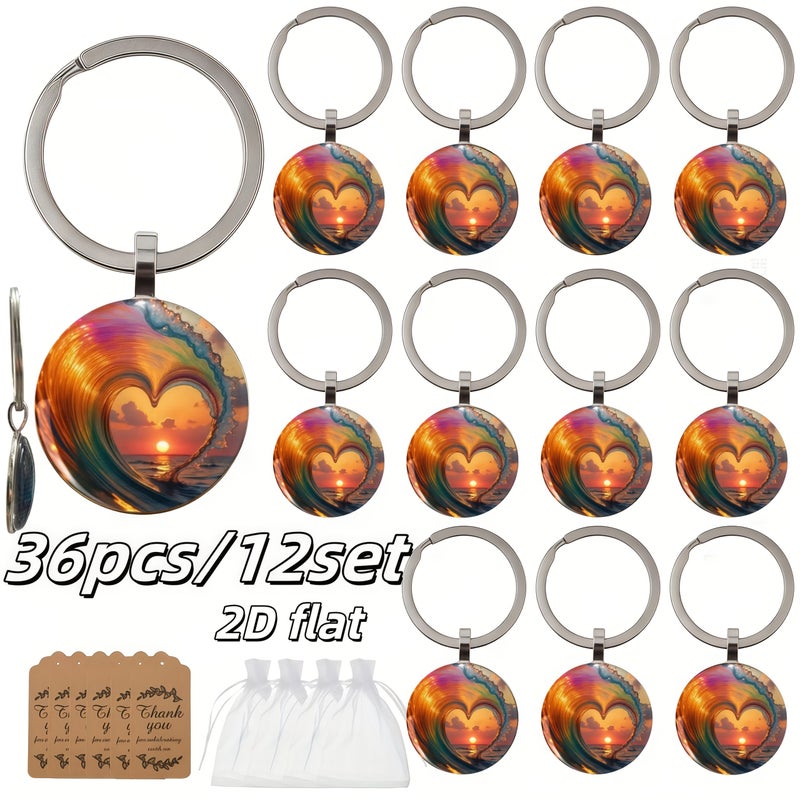 36 Piece Set Valentine S Day Keychain Hanging Set With 12 Keychain Pendants 12 Decorative Cards 12 Gift Bags For Her Him Valentine S Day New Year Gift - Image 1