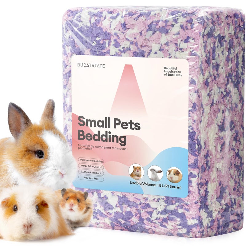 BUCATSTATE Hamster Bedding 15L, 99% Dust-Free Guinea Pig Paper Bedding Odor Control Paper Bedding, Cozy Small Animal Bedding for Rabbit Rat Syrian Dwarf Hamsters Gerbils (Lavender) - Image 1