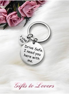 Generic Car Keychain Birthday Gifts for Boyfriend Husband Love Keychain Valentines Gifts for Wife Girlfriend Anniversary Present,''drive safe i need you here with me'' Key Chain  - Image 3