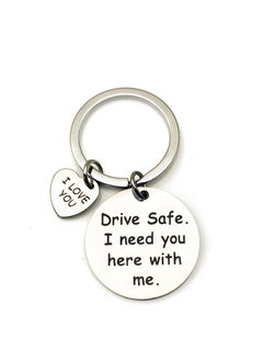 Generic Car Keychain Birthday Gifts for Boyfriend Husband Love Keychain Valentines Gifts for Wife Girlfriend Anniversary Present,''drive safe i need you here with me'' Key Chain  - Image 1