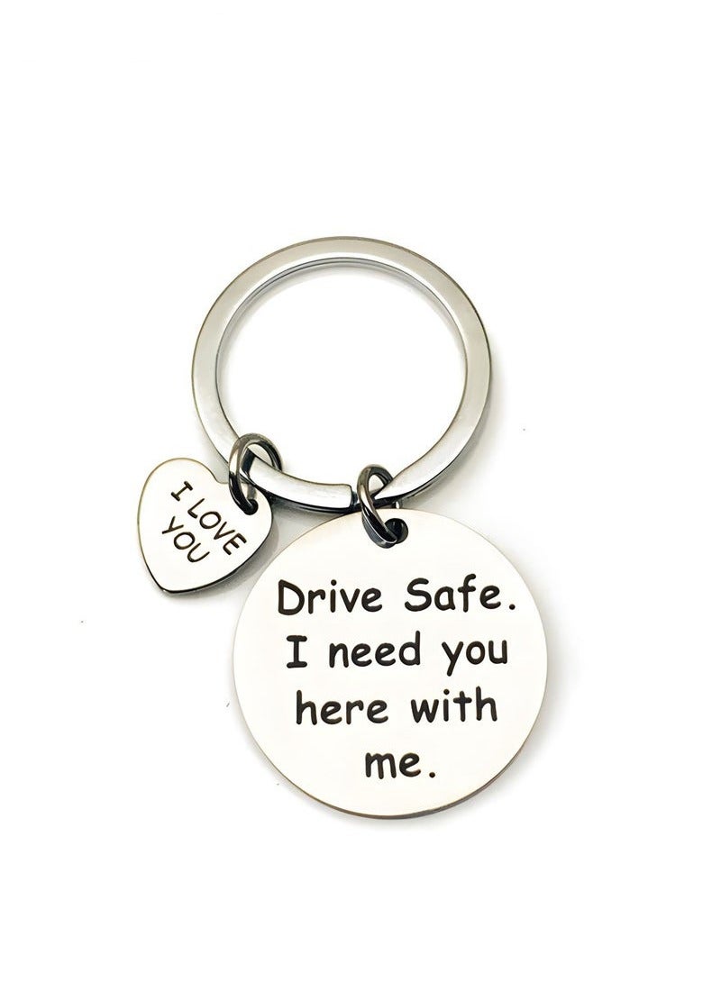 Generic Car Keychain Birthday Gifts for Boyfriend Husband Love Keychain Valentines Gifts for Wife Girlfriend Anniversary Present,''drive safe i need you here with me'' Key Chain  - Image 1