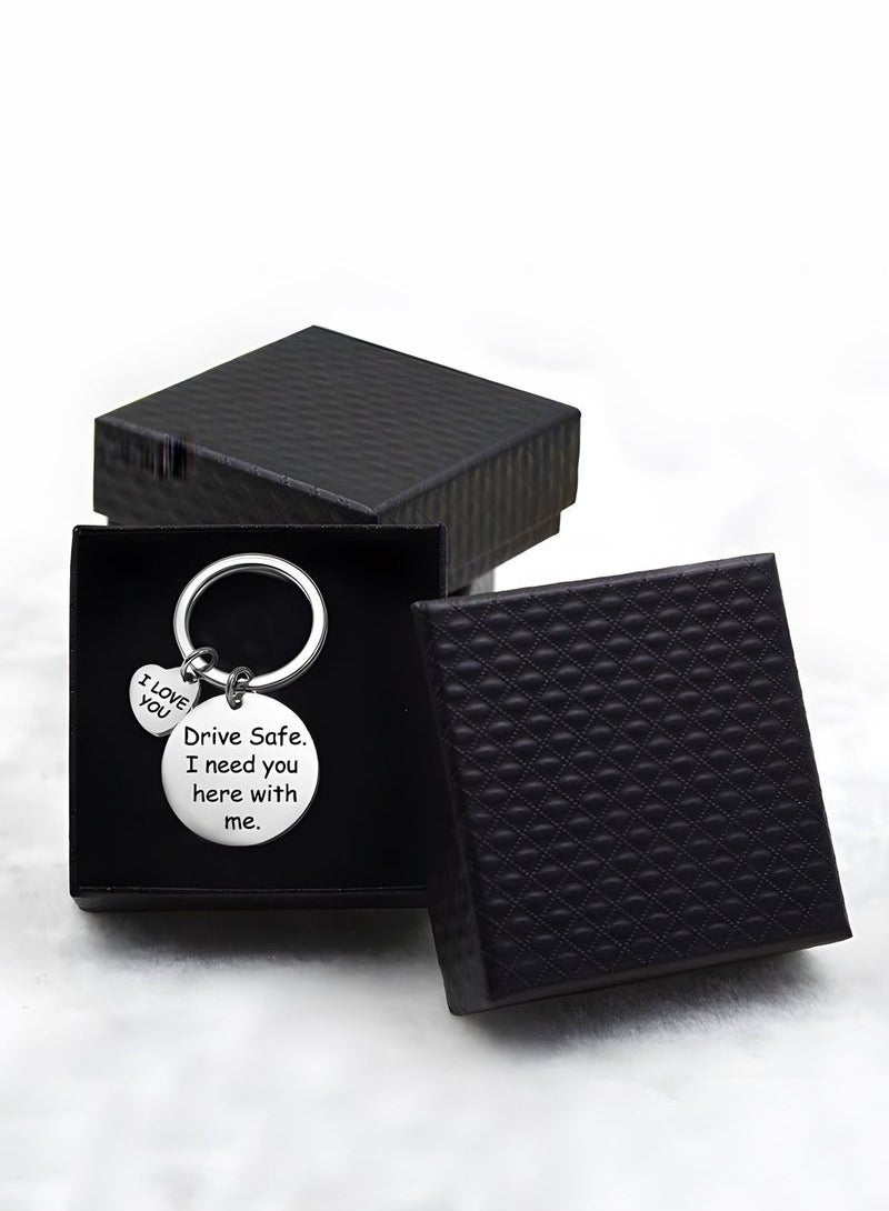 Generic Car Keychain Birthday Gifts for Boyfriend Husband Love Keychain Valentines Gifts for Wife Girlfriend Anniversary Present,''drive safe i need you here with me'' Key Chain  - Image 4