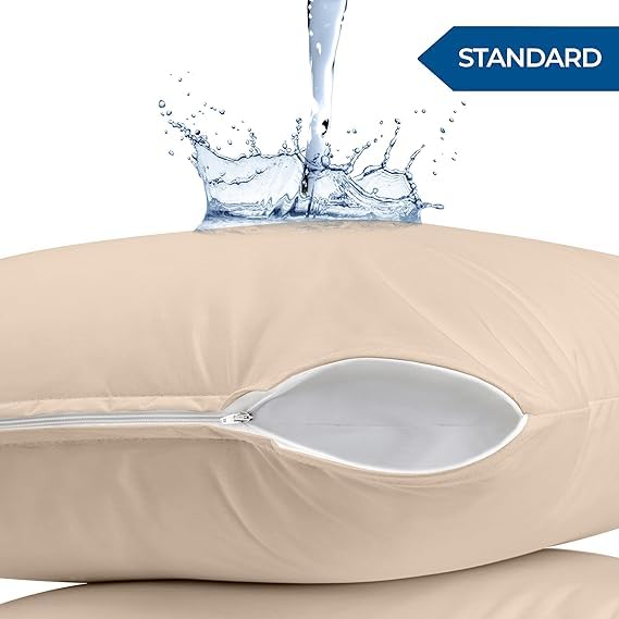 Pillow Protector | Terry Cotton | Pillow Inner Cover 100% Waterproof (Beige, 18 x 28) Pack of 2 - Image 2