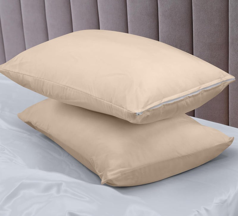 Pillow Protector | Terry Cotton | Pillow Inner Cover 100% Waterproof (Beige, 18 x 28) Pack of 2 - Image 3