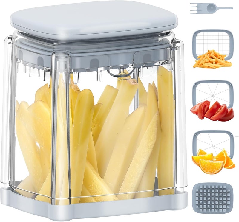 Solucky French Fry Cutter, Potato Onion Cutter, Professional Homestyle Vegetable Chopper Dicer, Great for Potatoes Carrots Cucumbers Zucchini Pepper (Light Blue) - Image 1