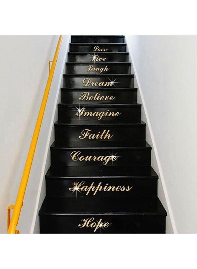 Mirror Effect Quote Word Art Stair Decals Wall Sticker Gold/Silver - Image 2