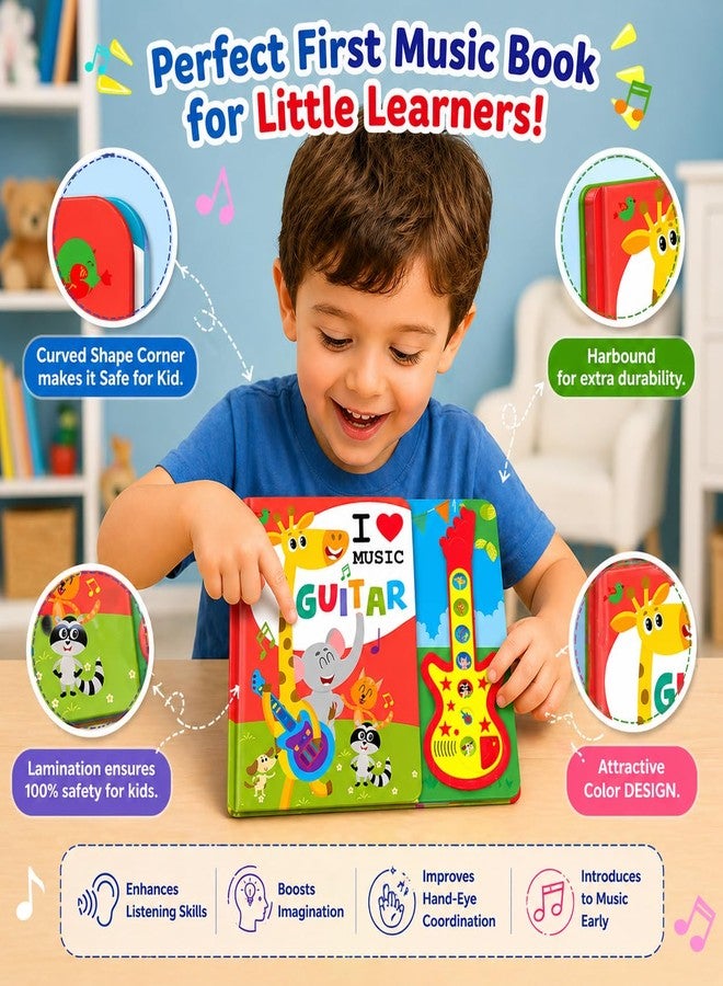 Braintastic I Love Music Guitar Sound Book for Kids - Interactive Musical Learning Toy with Guitar Buttons | Educational Sound Book for Toddlers & Preschool Children - Image 3