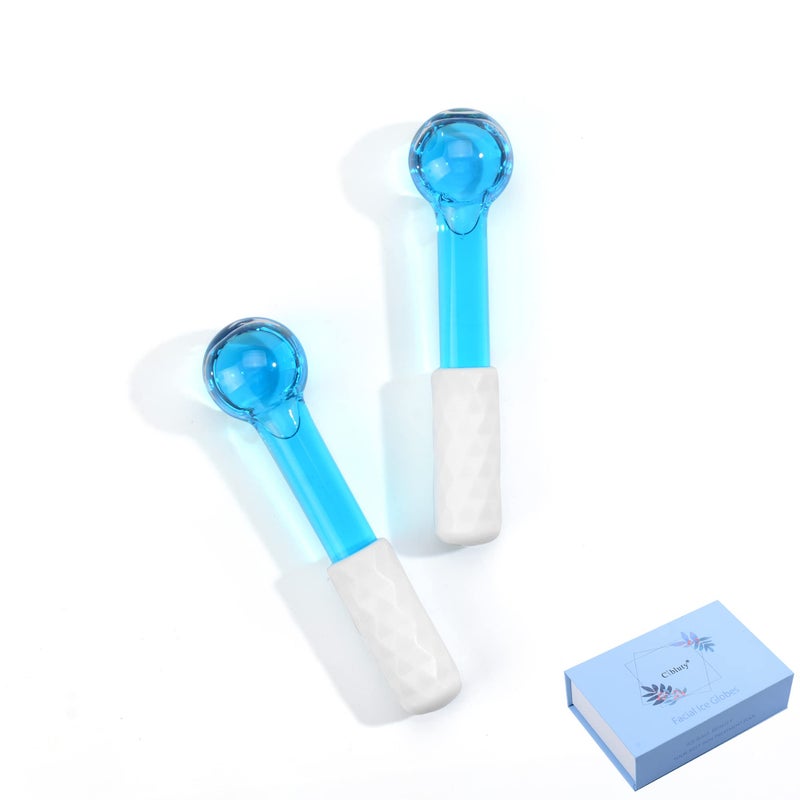 CIBLUTY ICE Globes Small Balls for Eyes, 2 PCS Blue Facial Globes for Massage Tool, Facial Roller Cold Skin Massagers, Tighten Skin, Reduce Puffiness and Dark Circles, Enhance Circulation - Image 1