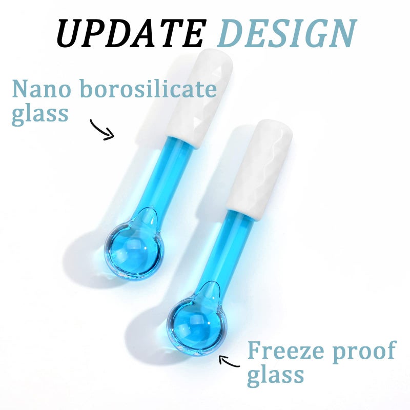 CIBLUTY ICE Globes Small Balls for Eyes, 2 PCS Blue Facial Globes for Massage Tool, Facial Roller Cold Skin Massagers, Tighten Skin, Reduce Puffiness and Dark Circles, Enhance Circulation - Image 2