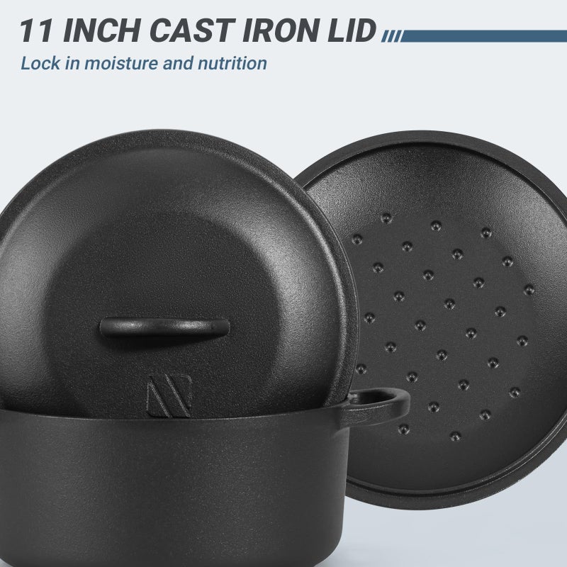 Northriver Casting 6 Qt Basics Cast Iron Dutch Oven Pot With Lid And Dual Handles  Oven Safe Up To 500F Large Cooking Pan Bread Oven - Image 3