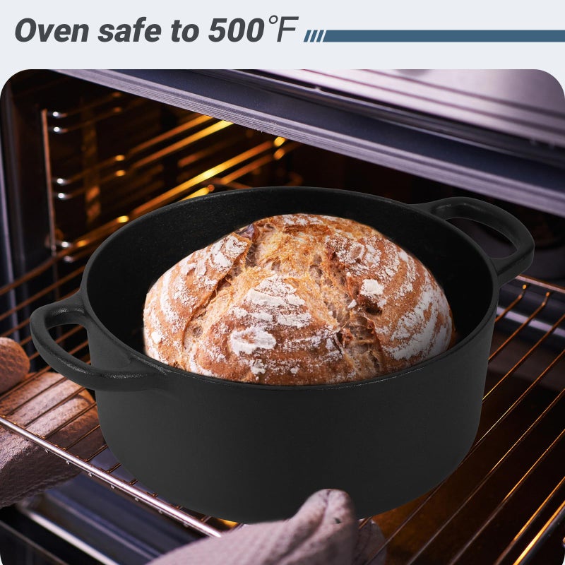 Northriver Casting 6 Qt Basics Cast Iron Dutch Oven Pot With Lid And Dual Handles  Oven Safe Up To 500F Large Cooking Pan Bread Oven - Image 5