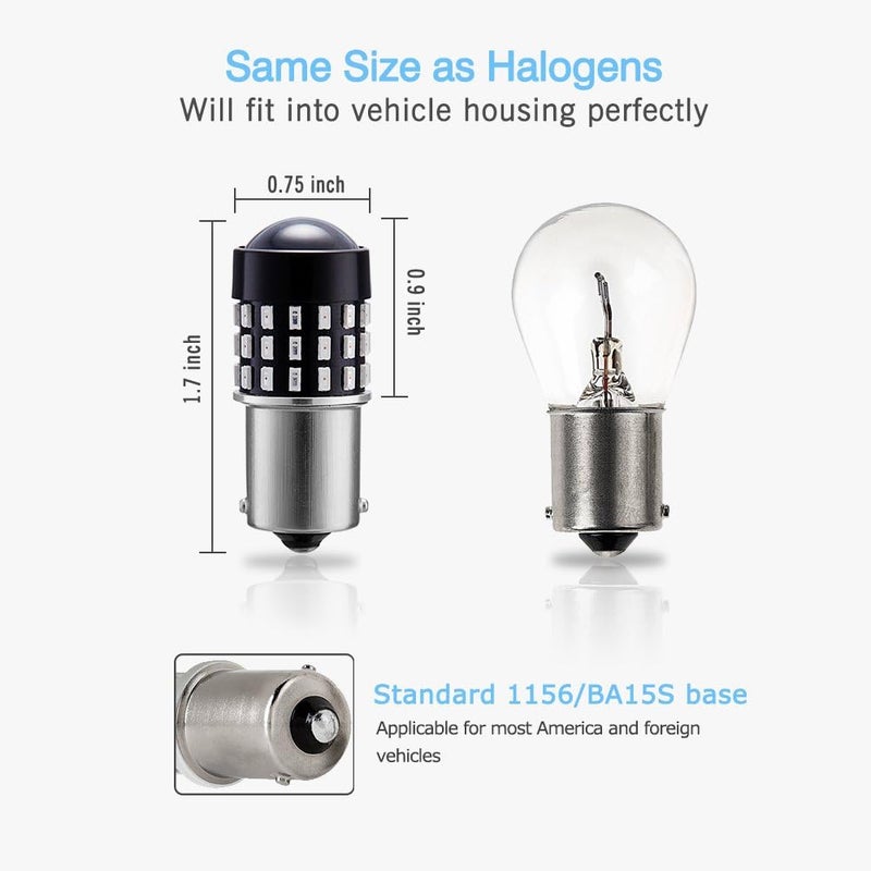 AUTOGINE 4 X Super Bright 9-30V 1156 LED Bulbs for Tail Lights and Brake Lights, Brilliant Red - Image 5
