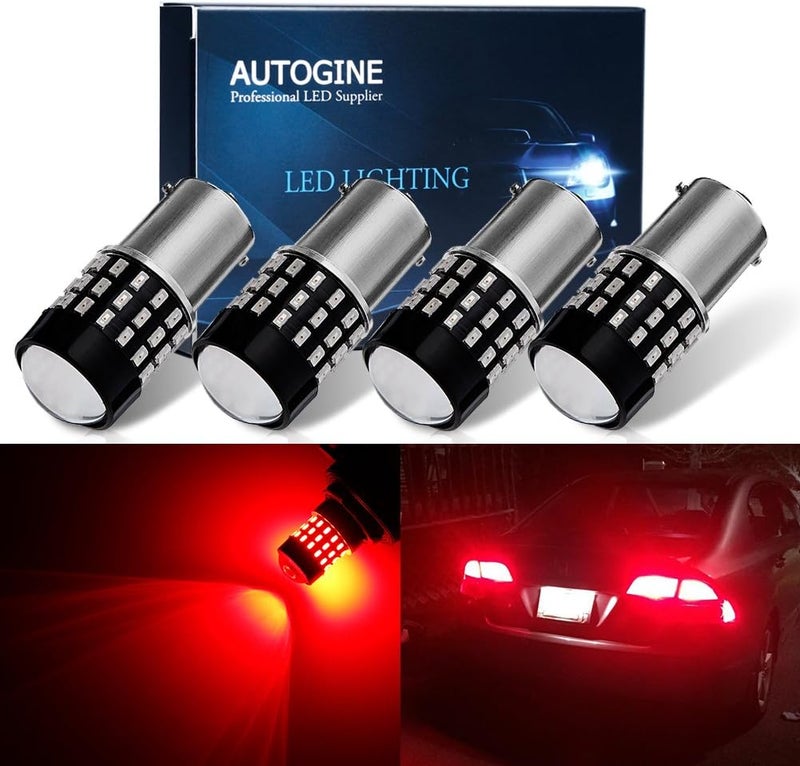 AUTOGINE 4 X Super Bright 9-30V 1156 LED Bulbs for Tail Lights and Brake Lights, Brilliant Red - Image 1