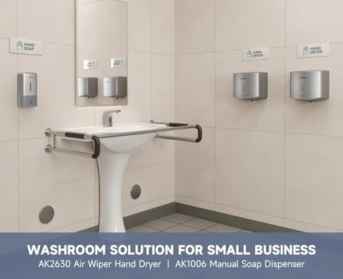 AIKE Wall Mount Liquid Soap Dispenser for Commercial Bathroom 27oz Large Capacity Manual Push Pump Silver - Image 4