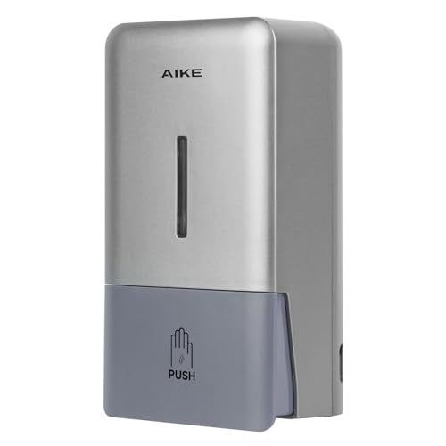 AIKE Wall Mount Liquid Soap Dispenser for Commercial Bathroom 27oz Large Capacity Manual Push Pump Silver - Image 1