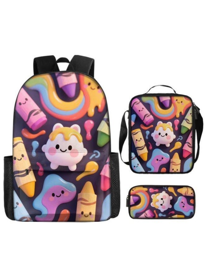 [Super new special offer] Cartoon theme bag three-piece set | double-shoulder + hand-held + storage pen bag | gift self-use good-looking - 141  - Image 2