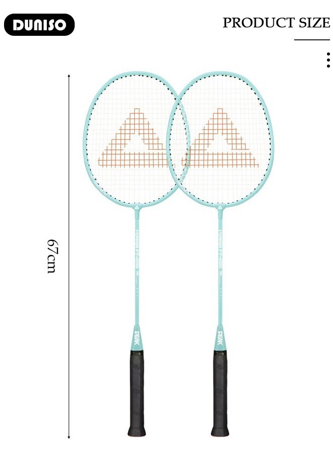 DUNISO - Badminton Rackets Set 2 Player, Premium Lightweight & Durable, Ferroalloy Badminton Rackets Set with 3 Shuttlecocks, 2 Replacement Grip Straps & 1 Carrying Bag for Beginners Outdoor Backyard Games, Daily Play and Training - Image 1