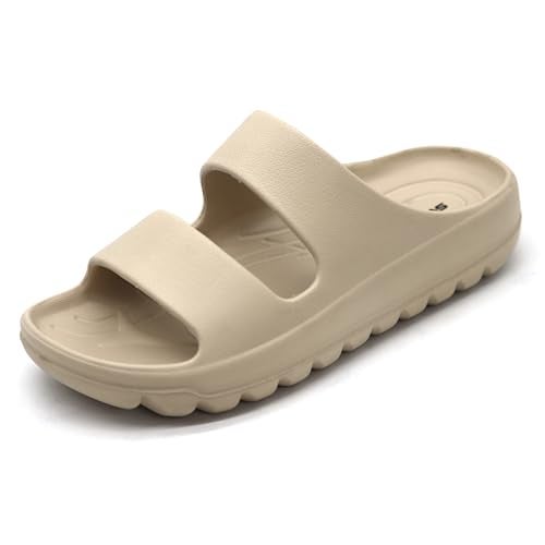 SVAAR Soft EVA Double Strap Slippers for Men | Stylish Anti-Skid Slides with Arch Support & Bouncy Sole | Lightweight Indoor Outdoor Comfort Beige - Image 2