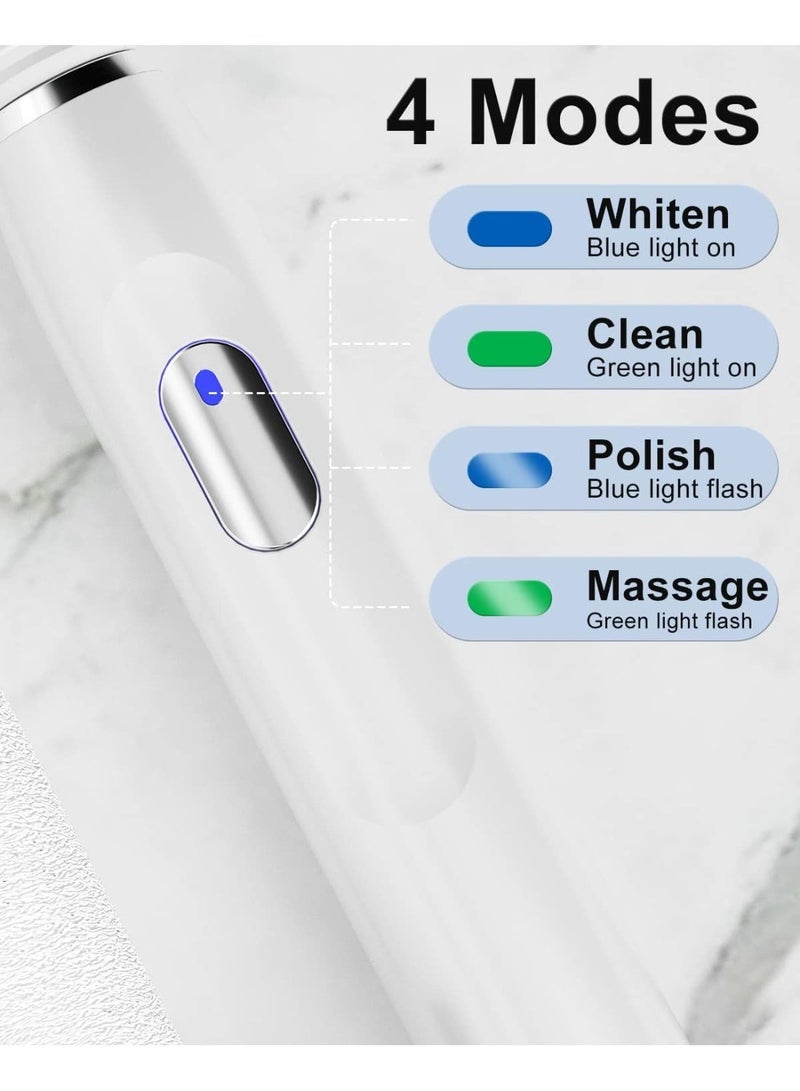 سيجو فرشاة أسنان كهربائية سيجو للبالغين، بثلاثة رؤوس فرشاة وأربعة أوضاع، قابلة لإعادة الشحن، تعمل بتقنية سونيك، شحنة واحدة تكفي لـ 30 يومًا، فرشاة أسنان كهربائية للسفر مع مؤقت دقيقتين، لون أبيض - Image 4
