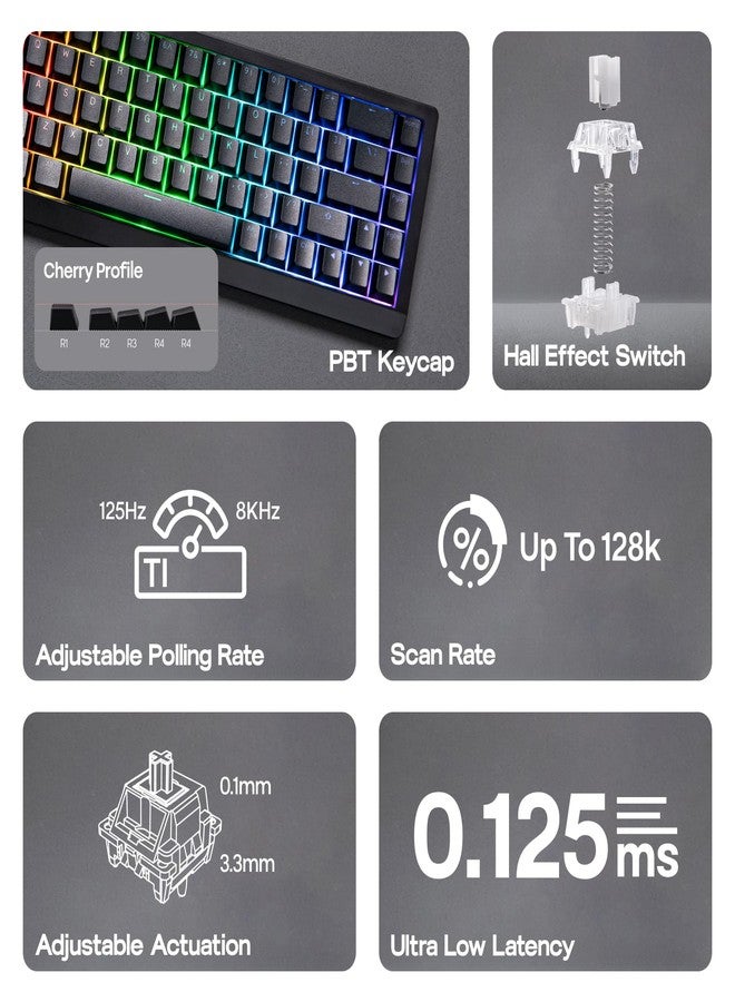 ابوماكر لوحة مفاتيح الألعاب EPOMAKER HE68 Lite بتقنية تأثير هول، معدل استجابة 8 كيلو هرتز ومعدل مسح 128 كيلو هرتز، زناد قابل للتعديل 0.005 مم، زمن استجابة 0.125 مللي ثانية، عازل للصوت بخمس طبقات، مفتاح Snap Key، SOCD، إضاءة A-RGB، سلكية، برنامج Mac (أسود) - Image 3