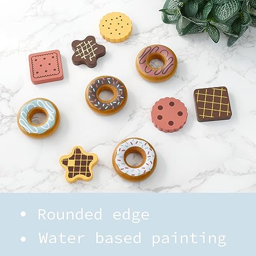 PairPear Grocery Store Pretend Play, Wooden Toys Lemonade Stand for Kids, Natural Style Market Stand Play Food Sets. - Image 3