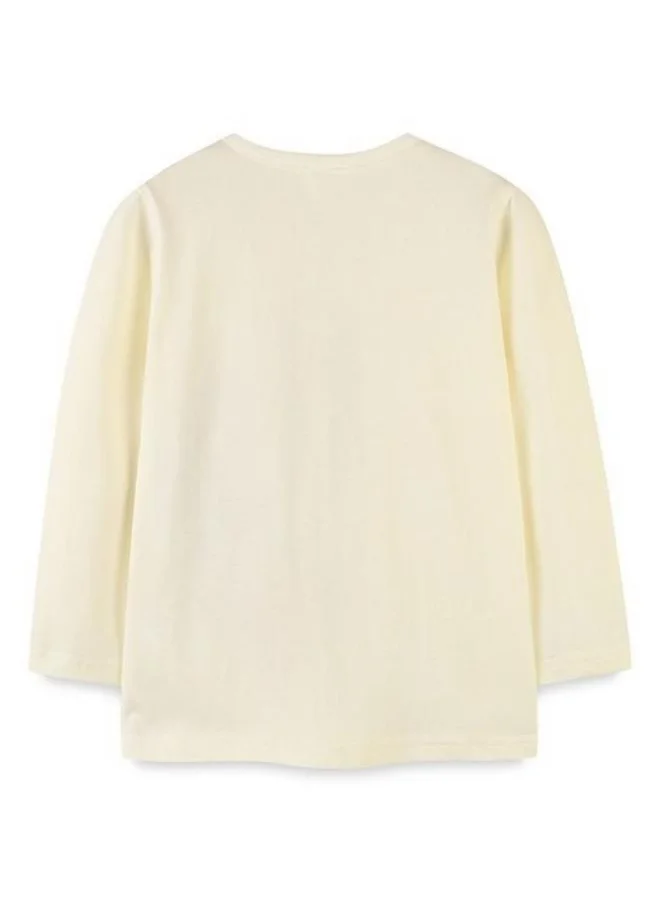YUNIQEE Cream Printed Long Sleeve Crew Neck T-Shirt