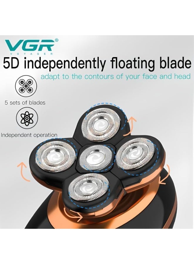 VGR Professional Men’s Electric Shaver with Precision Blades, Wet & Dry Shaving Support and USB Rechargeable Cordless Design for Smooth Everyday Grooming Rechargeable Men’s Shaver with IPX5 Waterproof Body, LED Display & Long-Lasting Battery for Comfortable Close Shaving at Home or Travel black - Image 5