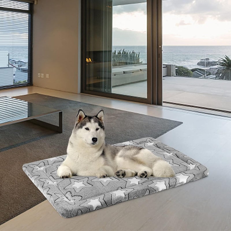 EMPSIGN Dog Crate Pad - Reversible Kennel Mat (Cool & Warm), Machine Washable, Cozy Star Pattern Sleeping Pad for Small Medium Large Dogs, All-Season Pet Bed, Suitable for 36"x24" Dog Crate, Grey - Image 4