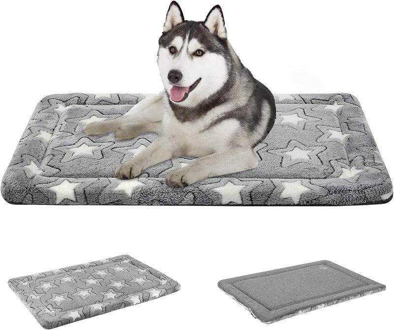EMPSIGN Dog Crate Pad - Reversible Kennel Mat (Cool & Warm), Machine Washable, Cozy Star Pattern Sleeping Pad for Small Medium Large Dogs, All-Season Pet Bed, Suitable for 36"x24" Dog Crate, Grey - Image 1