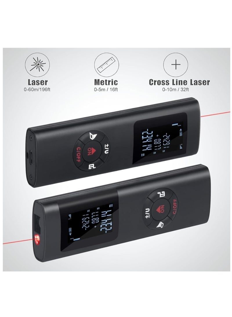 Ainawo Laser Measure, 40m/131ft Laser Distance Meter, Portable Laser Measurement Tool with Backlight, Rechargeable Range Finder for Measure Distance/Volume/Area/Pythagorean - Image 2