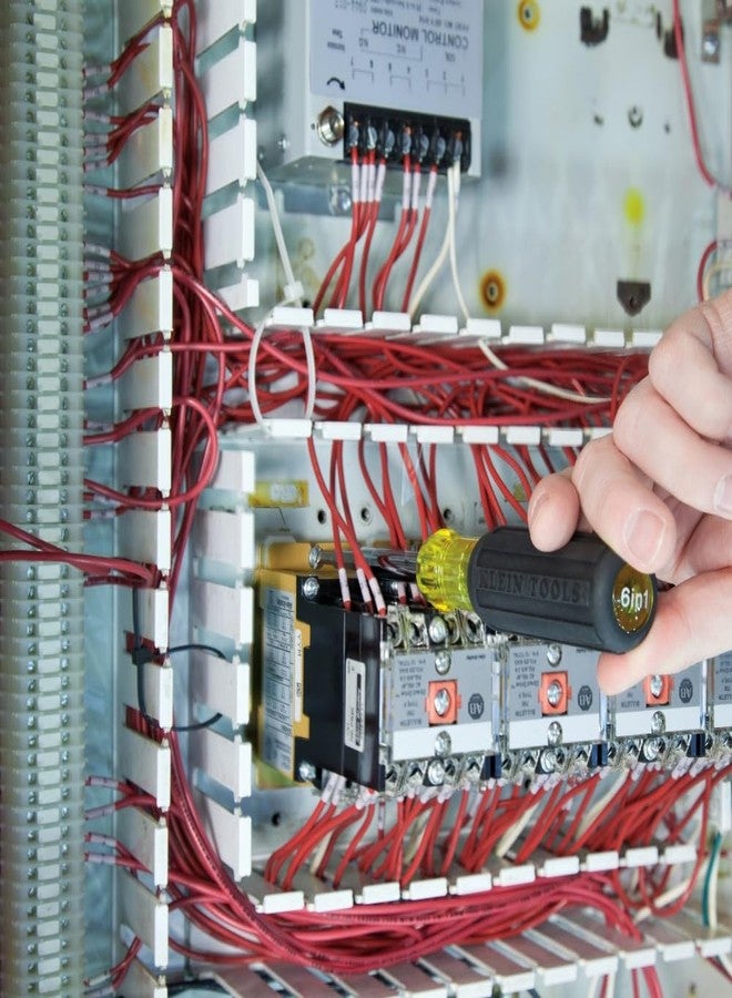 Klein Tools 32560 Multi-Bit Screwdriver/Nut Driver, Extended Reach 6-in-1 Tool with Phillips, Slotted and Square Bits and Nut Drivers - Image 2