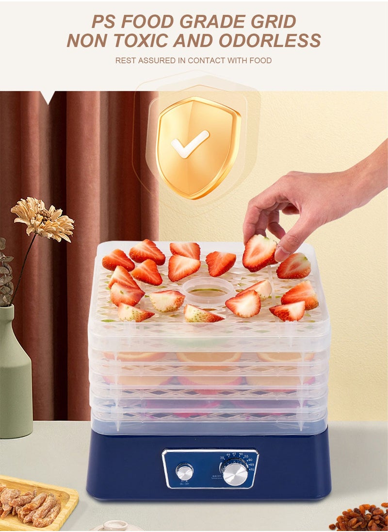 Food Dehydrator Machine 5 Trays With Temperature Control For Fruit Vegetable Meat Beef Jerky S1 Blue
