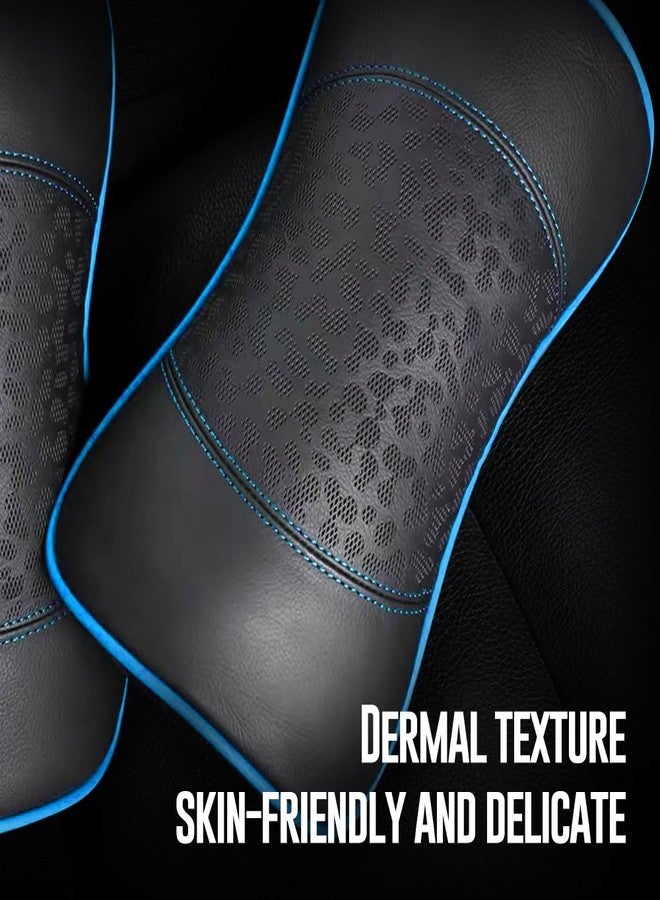 HAOTULE Car Leather Neck Pillows, Neck Rest Cushions,100% Memory Foam Cervical Support, Comfortable Travel car Seats and Home Office Soft Pillows, Blue a Set (2 pcs - Image 4