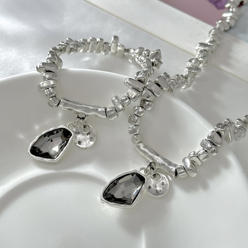 SHIXIN European and American Cross-Border Accessories: Minimalist Acrylic Inlaid Pendant Necklace with Metal CCB Shaped Beads - Image 4