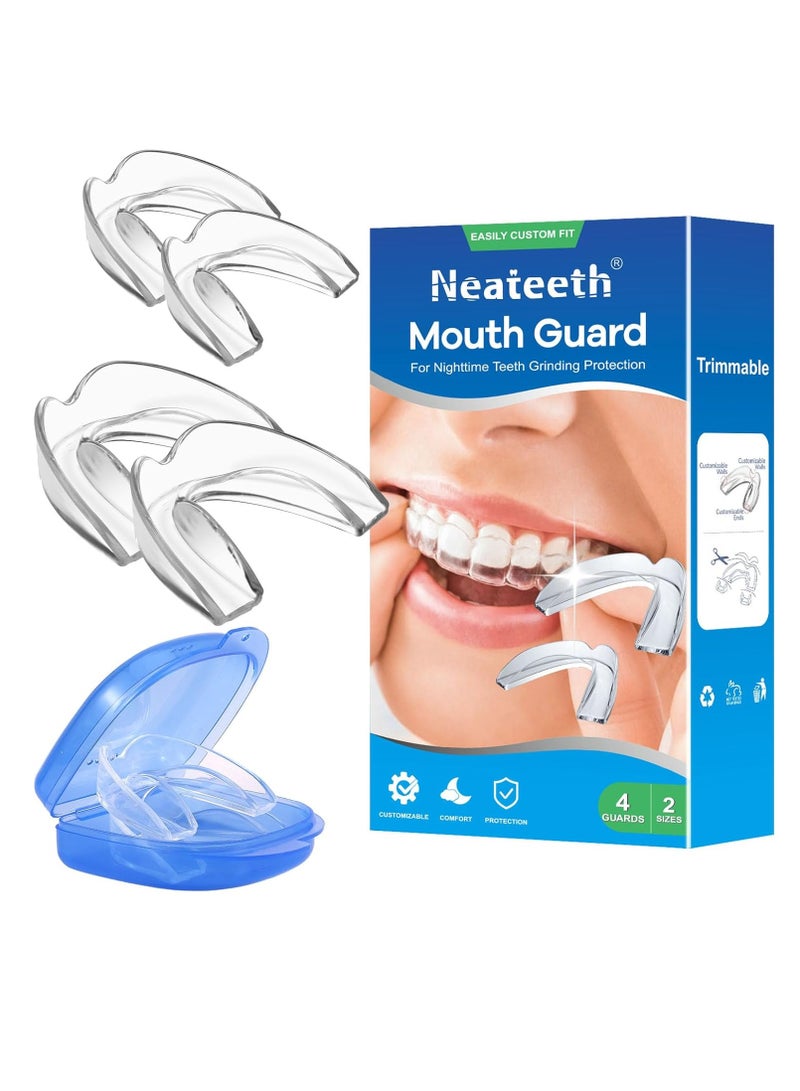 NEATEETH Mouth Guard for Grinding Teeth at Night, Night Guards for Teeth Grinding, Mouthguards for Grinding of Teeth, Night Mouth Guards for Teeth Grinding, Reusable Teeth Grinding Mouth Guard 4 Pack/Two Size  - Image 1