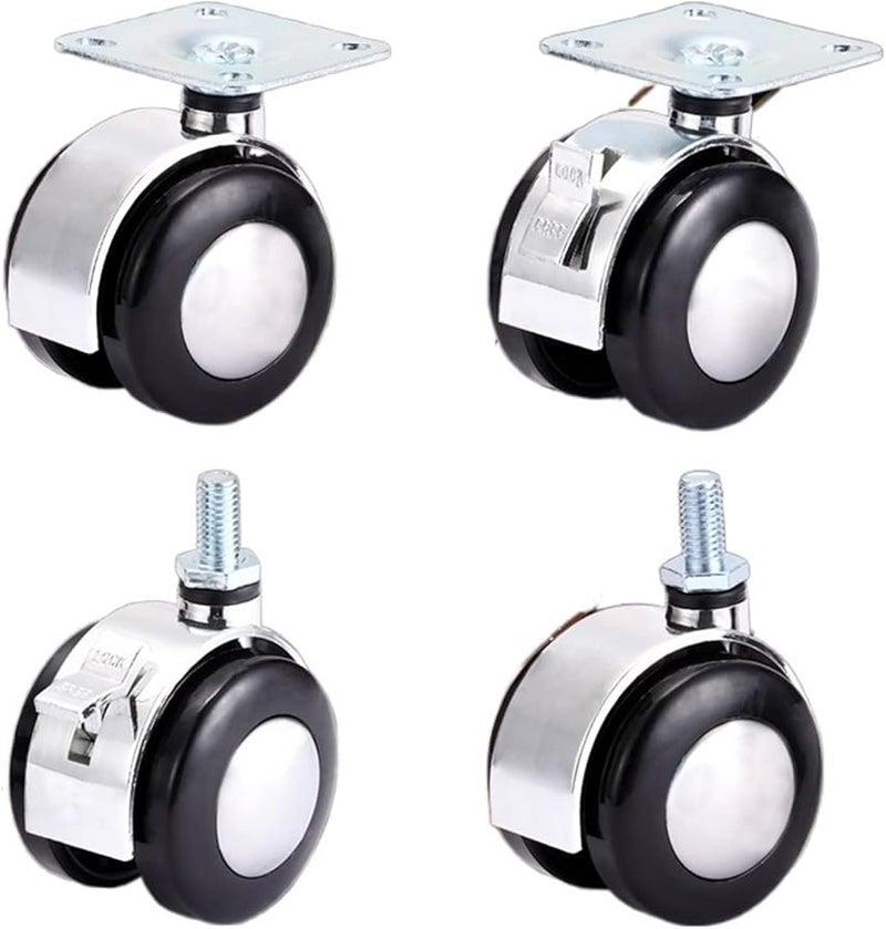 Heavy Duty 2 Inch Swivel Caster Wheel With M8 Screw Plate And Rubber Protective Brake - Image 1