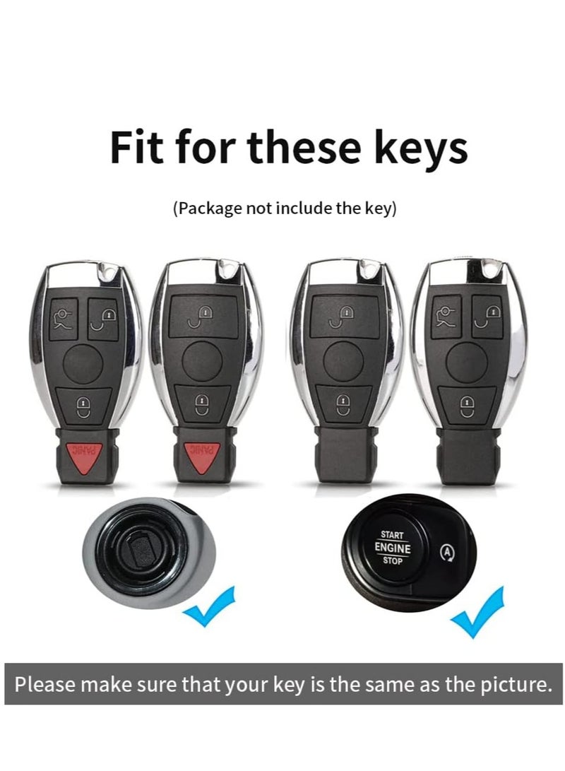 Leather Car key Fob Cover Fit for Mercedes Benz A B C E G K R S Class AMG CLA GLA VITO GLE ML GLK CLK Keyless Entry Smart Key Case Keychain Keyring Accessories (Brown) - Image 2
