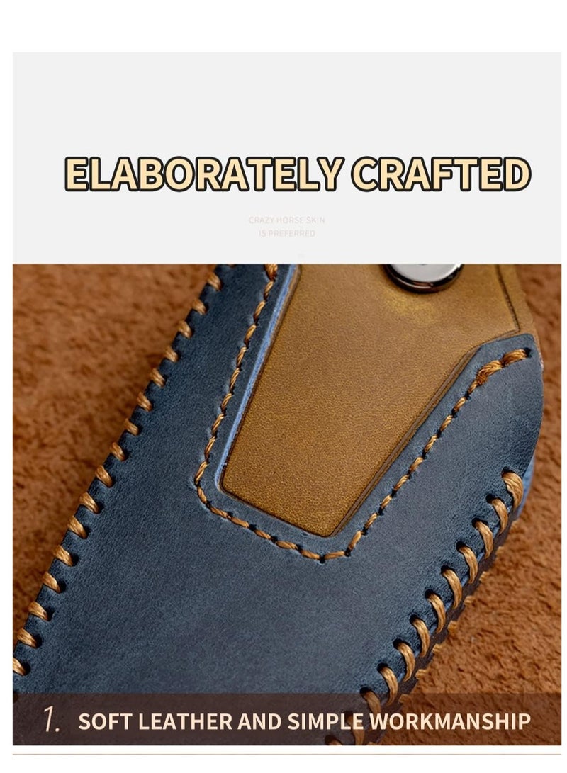 Leather Car key Fob Cover Fit for Mercedes Benz A B C E G K R S Class AMG CLA GLA VITO GLE ML GLK CLK Keyless Entry Smart Key Case Keychain Keyring Accessories (Brown) - Image 3