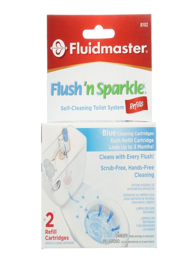 Fluidmaster 8102P8 Flush 'n Sparkle Automatic Toilet Bowl Cleaning System Refills, Blue 2-Pack, Upgraded Version - Image 1