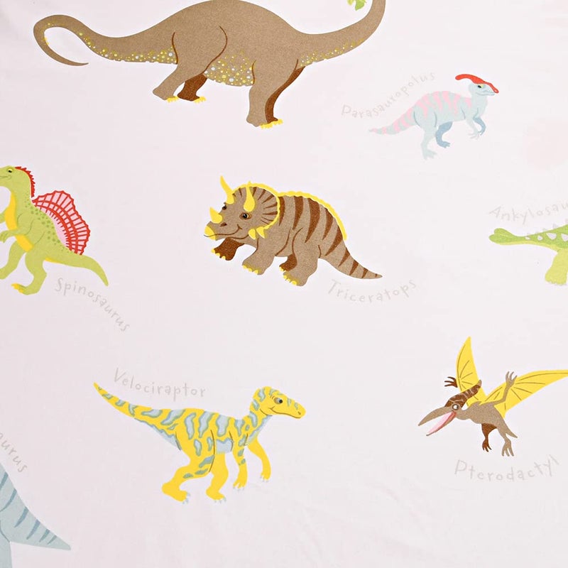 NATURETY Bedding Fitted Sheet with Deep Pocket Dino Printed Fabric Bed Sheets Soft Dino Pattern Sheets for Kids Twin Size Bed (White(Dinosaur)  Twin) - Image 5