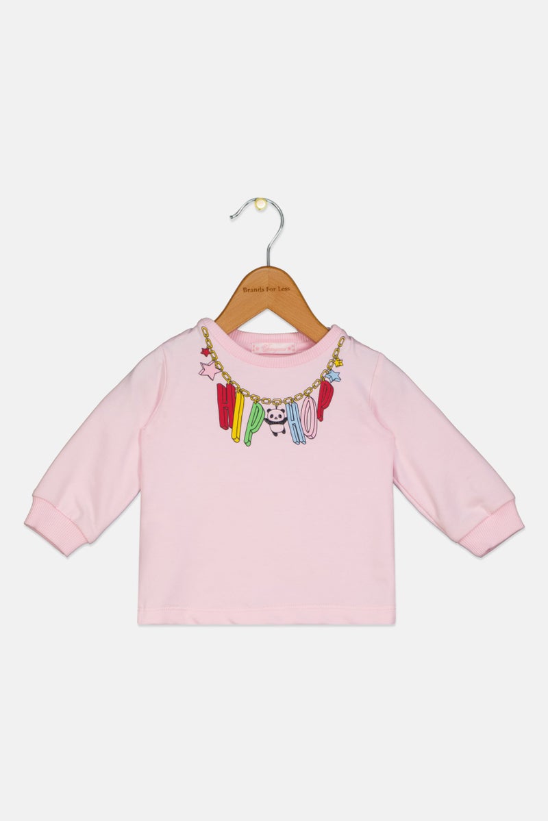 Choupette Toddlers Girl Graphic Print Long Sleeve Top, Pink - Image 1