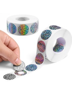 Y&D 2 Rolls Scratch Offs Sticker Round Silver Hologram Holographic Glitter Labels DIY Make Your Own Lottery Ticket Games, 1 x Inch Circle (300Pcs/ Roll)  - Image 1