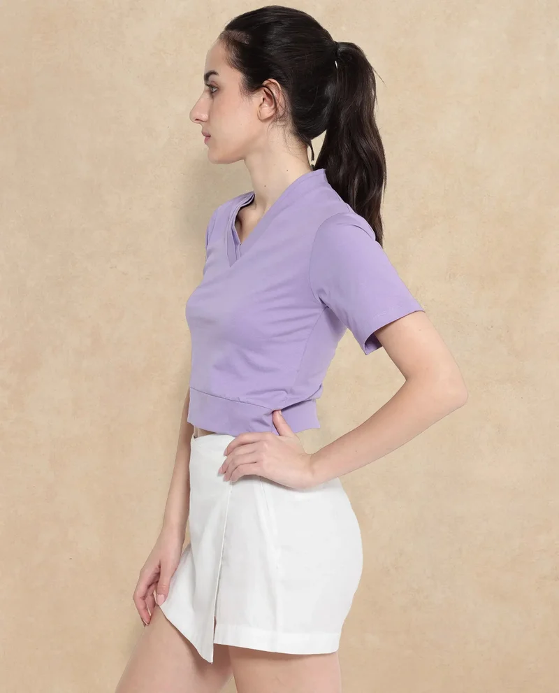 Rareism Women's Plain V-Neck Knit Top